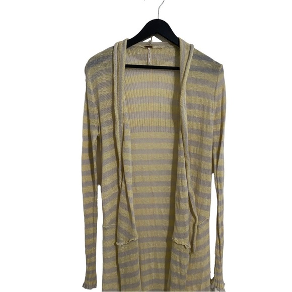 Free People Women's Stone/Beige/Yellow Cotton Cardigan Duster I Size: XS - Picture 2 of 9